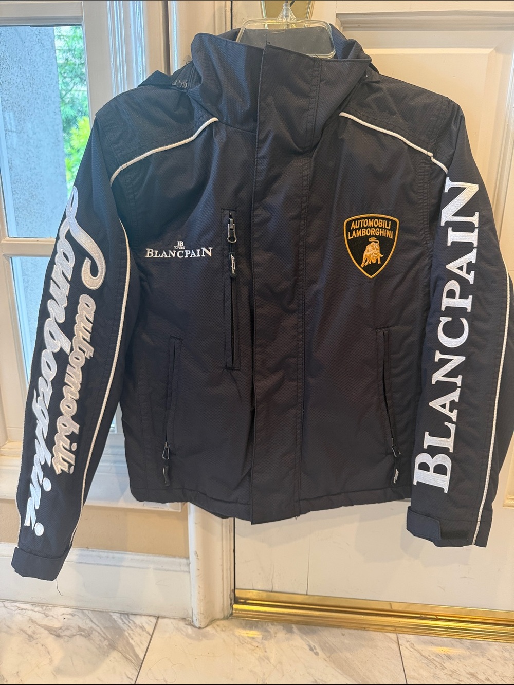 Lamborghini Black Kids Puffer Jacket with Blancpain Logos